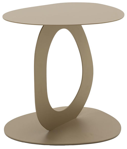 Spinder ALTO Beistelltisch mit runder Tischplatte und ovalem Gestell in Gesamtansicht.