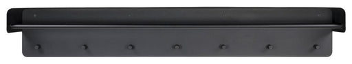 Spinder ARCUS 120 Garderobe in Schwarz, Vorderansicht mit sieben Haken und oberem Ablagebereich.
