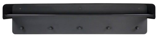 Spinder ARCUS 70 Garderobe in Schwarz mit Ablage und fünf Haken, Vorderansicht.