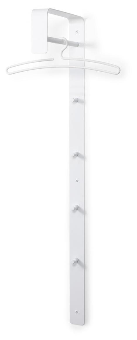 Spinder ARCUS BAR Garderobe in Weiß, Gesamtansicht mit vertikaler Stange und mehreren Haken.