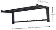 Spinder BERGUM Garderobe aus schwarzem Stahl mit 5 Haken und Regal, Maße 78,5 x 29 x 23 cm