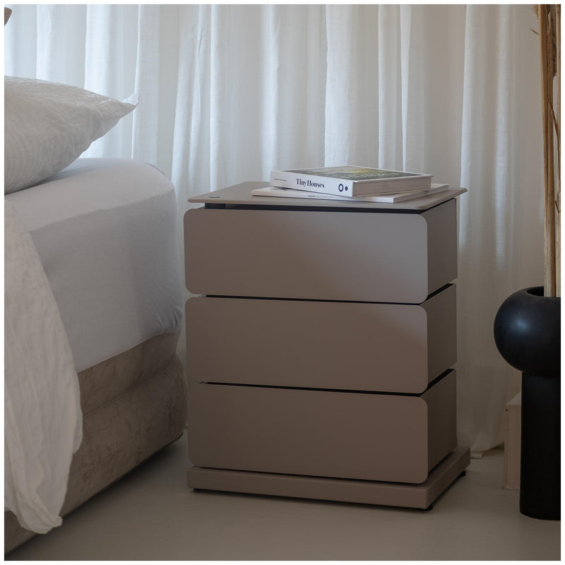 Spinder JOEY 3 Dresser: Moderner Stahl-Schuhschrank in Silky Taupe