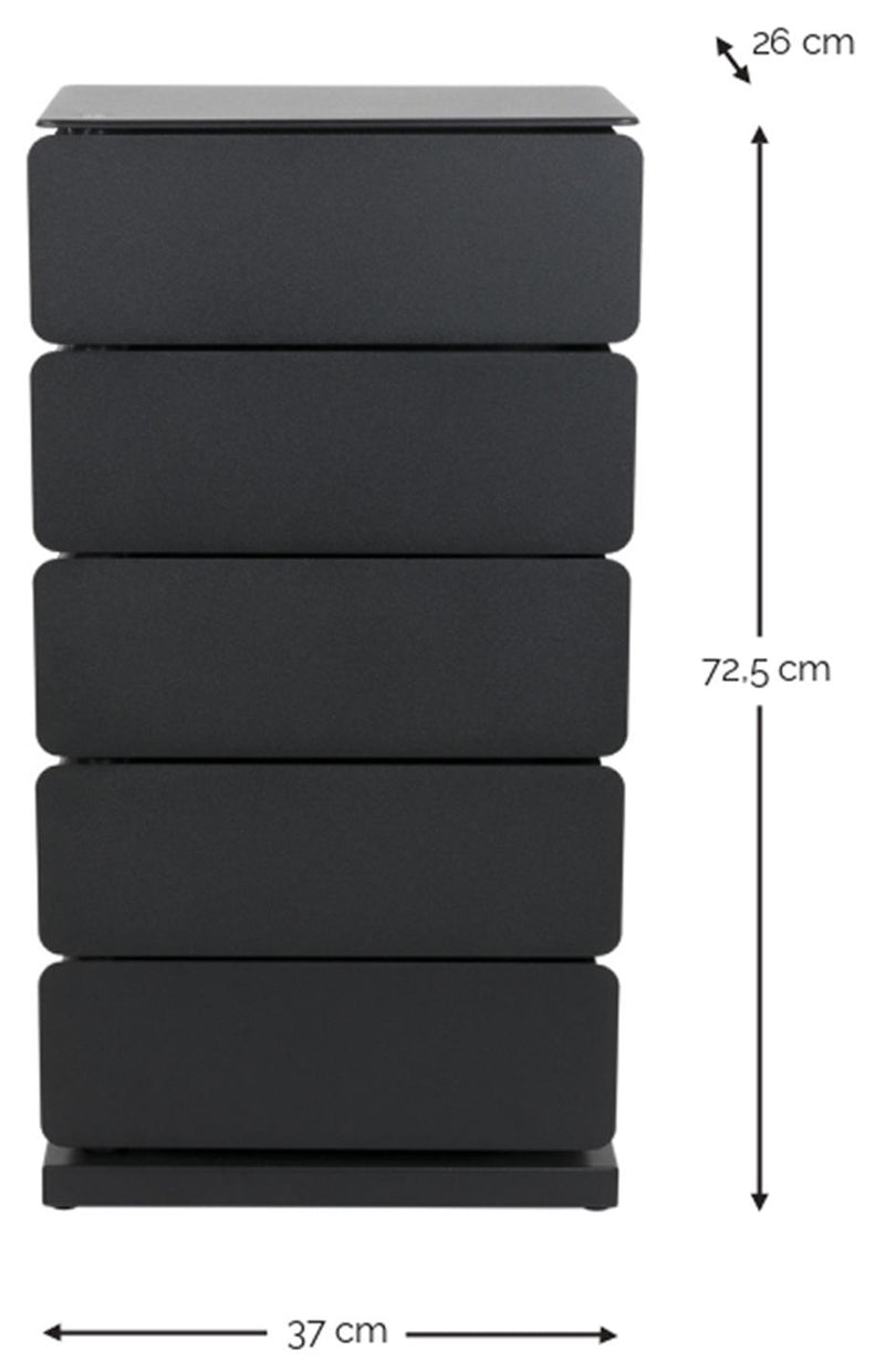 Spinder JOEY 5 Dresser: Minimalistischer Stahl-Schuhschrank, Schwarz