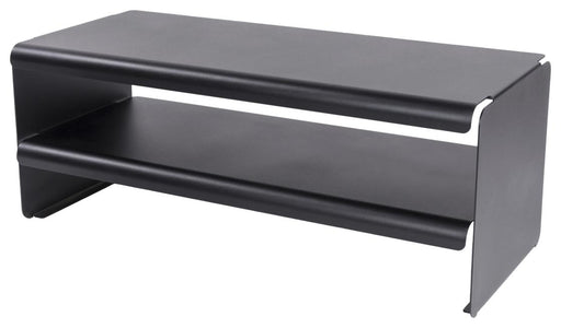 Spinder LINEA 70 Schuhregal aus Stahl in Schwarz mit zwei Ablagefächern, Gesamtansicht.