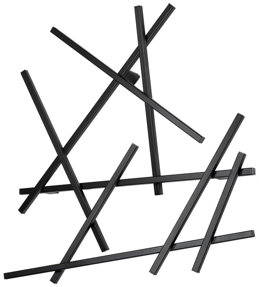 Spinder Garderobe Matches Stahl Minimalistisch Modern in schwarzer Ausführung mit verschachteltem Stabmuster, Gesamtansicht.