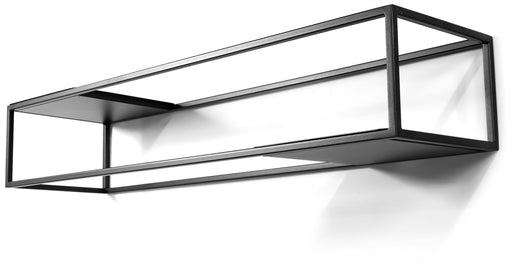 Spinder STRATO 120 Garderobe mit schwarzem Stahlrahmen in Gesamtansicht von der Seite.