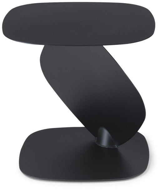 Spinder ZIGGY Black Couchtisch mit geschwungener Mittelsäule und ovaler Tischplatte, Gesamtansicht.