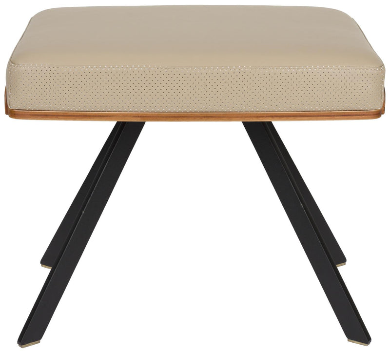 Hocker Frie | Eleganter Hocker in Lederoptik & Walnussfurnier