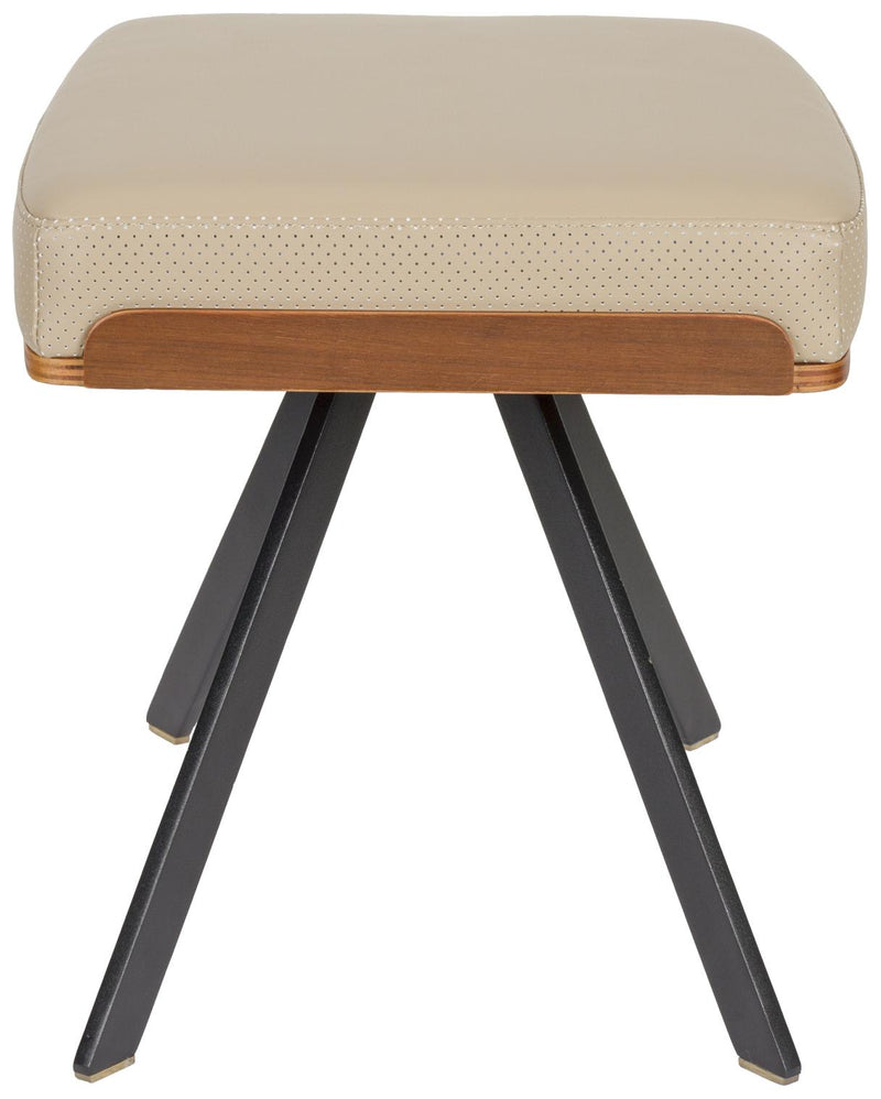 Hocker Frie | Eleganter Hocker in Lederoptik & Walnussfurnier