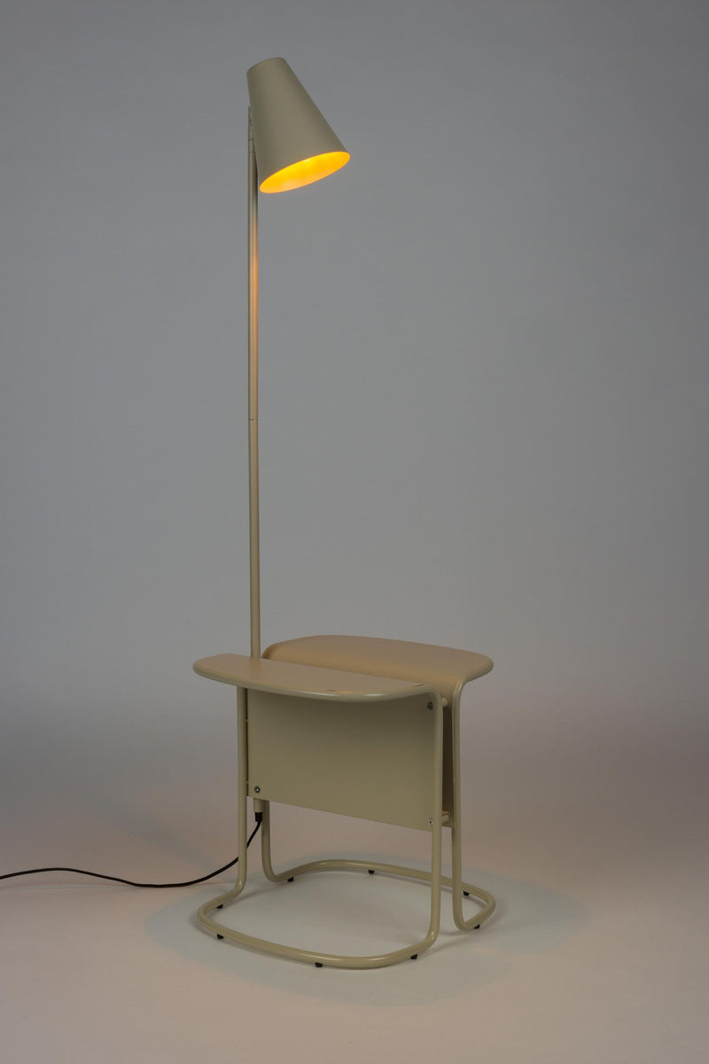 Stehlampe Lustor Beige mit Tisch & USB-Port | Design by Zuiver