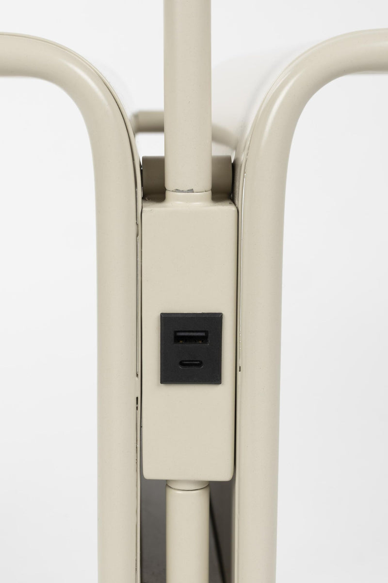 Stehlampe Lustor Beige mit Tisch & USB-Port | Design by Zuiver