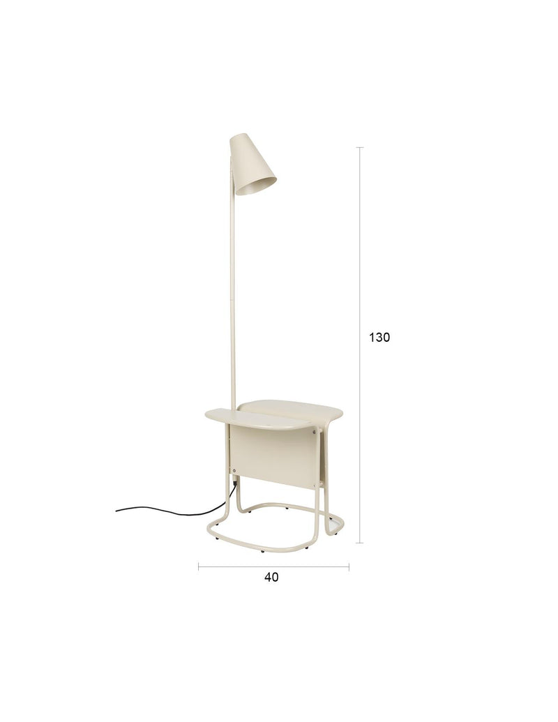 Stehlampe Lustor Beige mit Tisch & USB-Port | Design by Zuiver