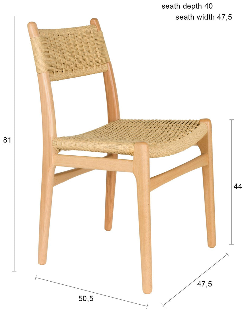 Dutchbone Stuhl Cecile: Esszimmerstuhl aus Holz & Naturgeflecht