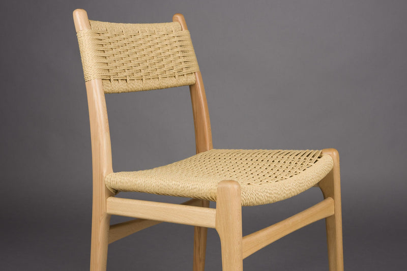 Dutchbone Stuhl Cecile: Esszimmerstuhl aus Holz & Naturgeflecht