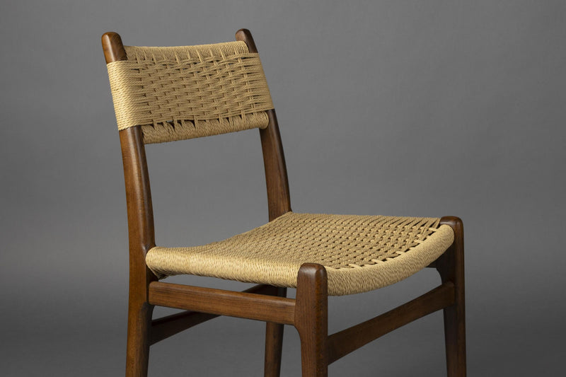 Dutchbone Stuhl Cecile Walnut: Holz & Geflecht im Retro-Look