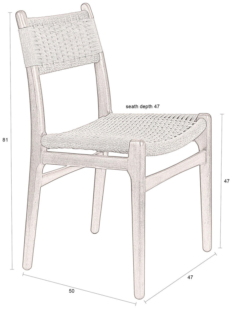Dutchbone Stuhl Cecile Walnut: Holz & Geflecht im Retro-Look