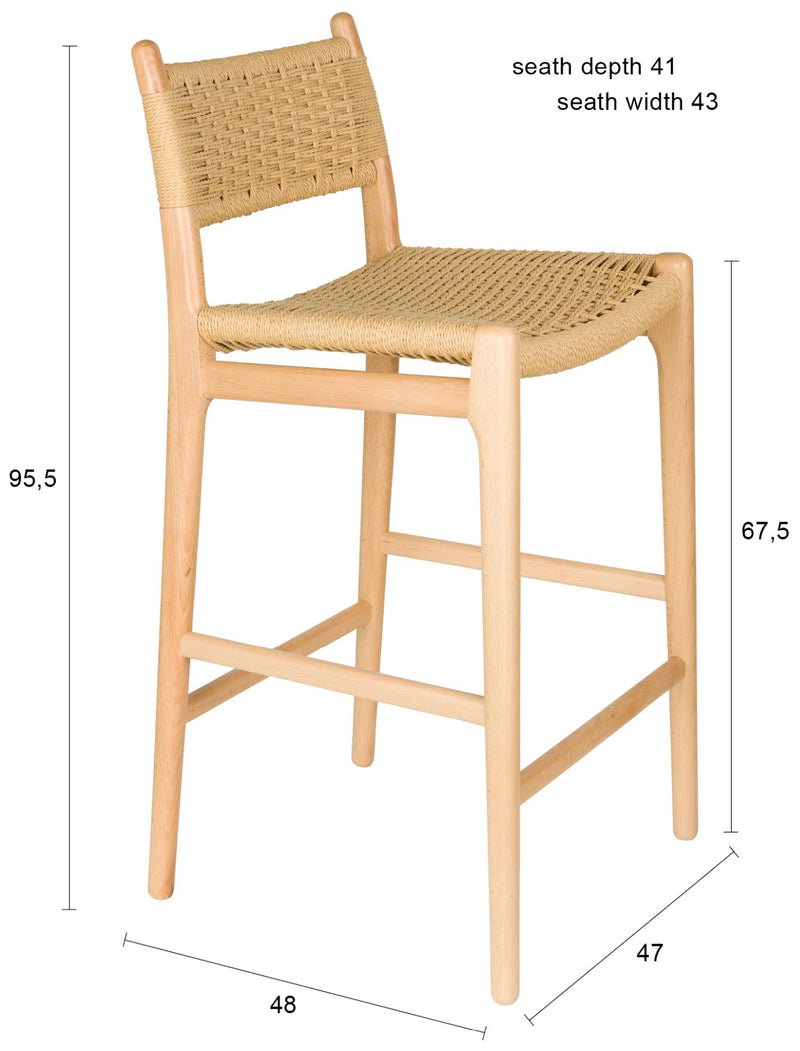 Barhocker Cecile Natural | Vintage-Design für Küche & Bar