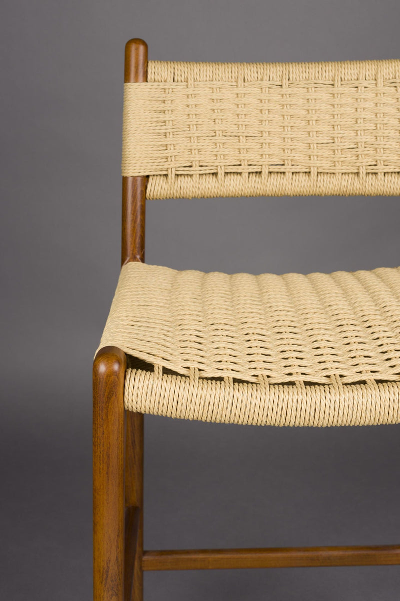 Barhocker Cecile Walnut: Retro-Design aus Holz & Seilgeflecht