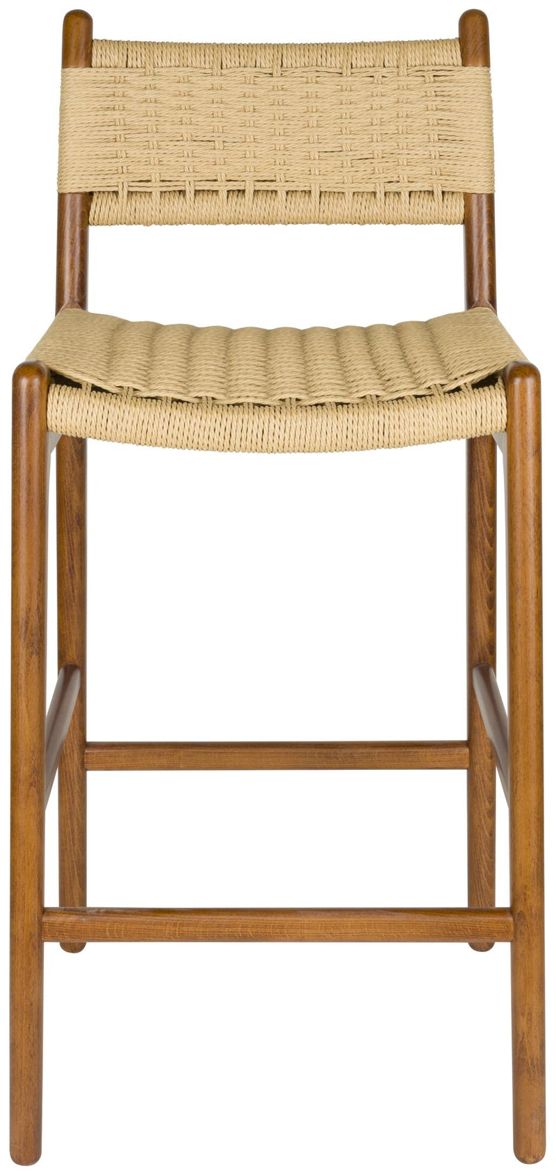 Barhocker Cecile Walnut: Retro-Design aus Holz & Seilgeflecht