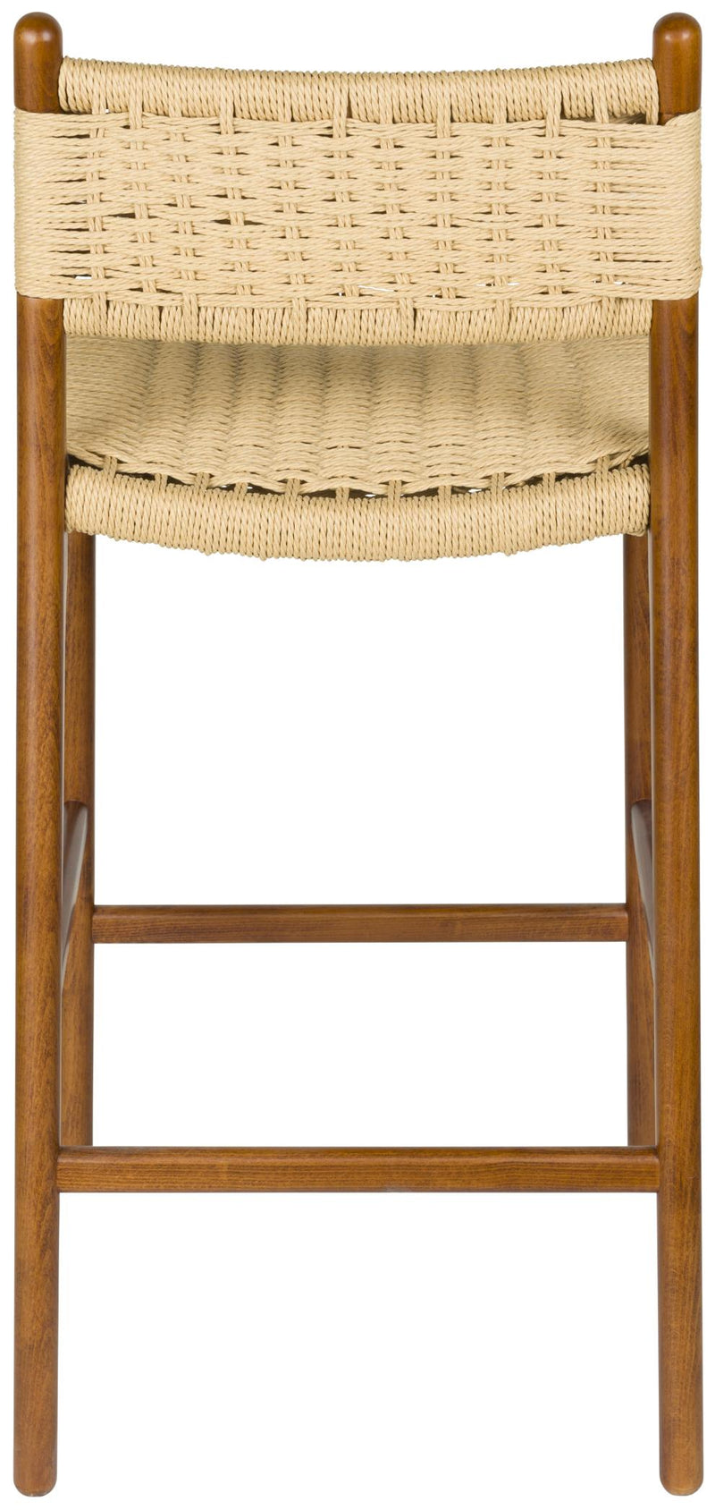 Barhocker Cecile Walnut: Retro-Design aus Holz & Seilgeflecht