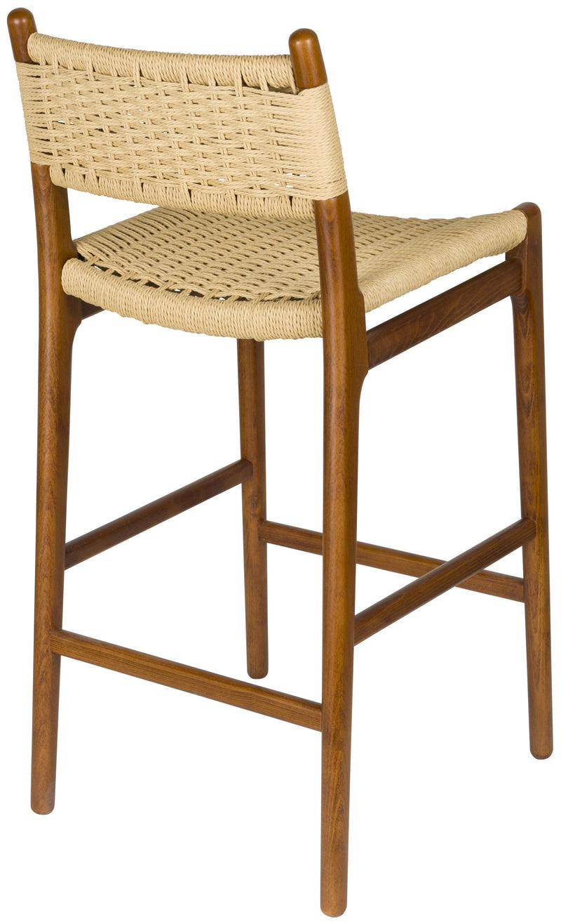 Barhocker Cecile Walnut: Retro-Design aus Holz & Seilgeflecht
