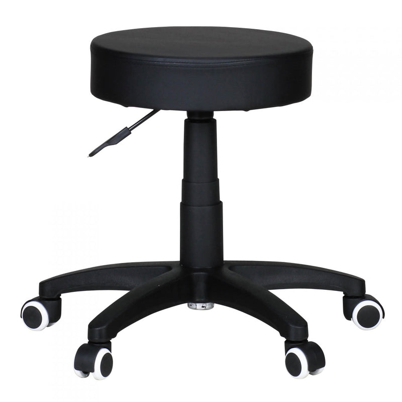 Hocker Design Arbeitshocker Kunstleder Schwarz mit Rollen gepolstert