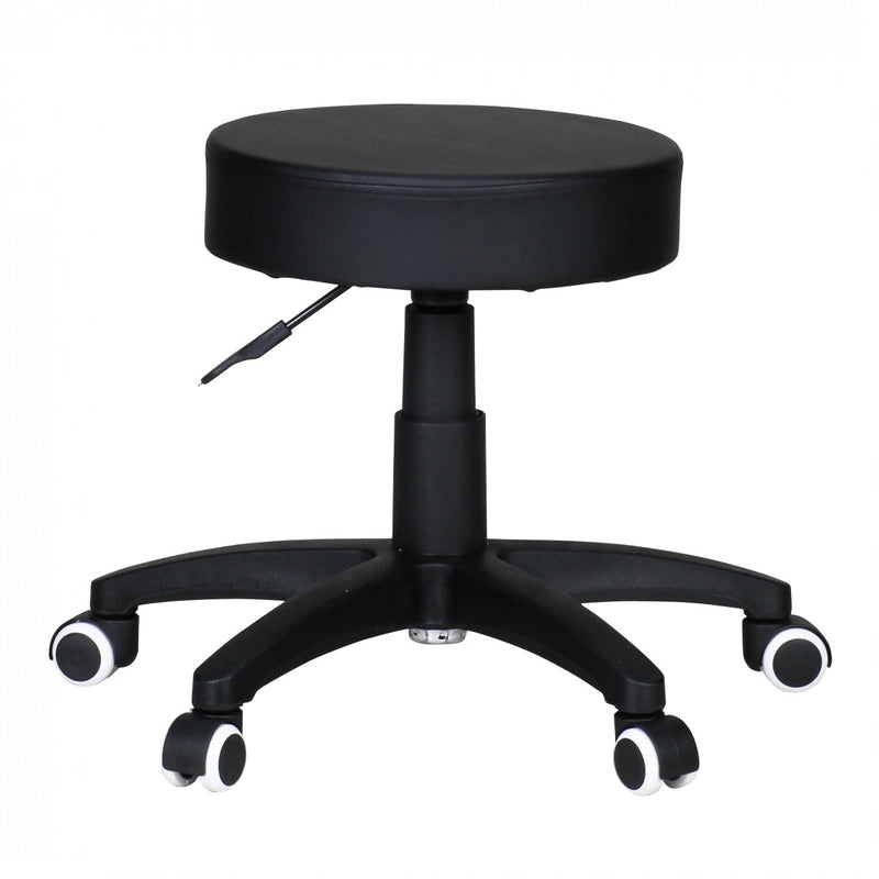 Hocker Design Arbeitshocker Kunstleder Schwarz mit Rollen gepolstert