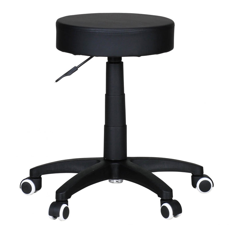 Hocker Design Arbeitshocker Kunstleder Schwarz mit Rollen gepolstert
