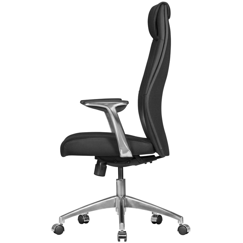Bürostuhl Echtleder Schwarz Synchronmechanik Chefsessel Kopfstütze