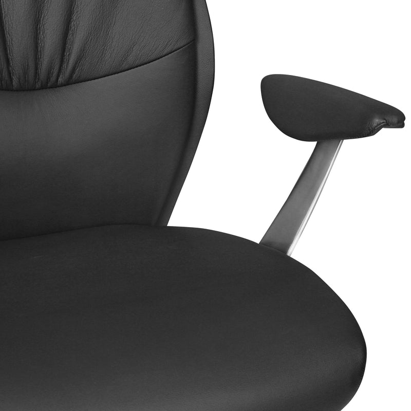 Bürostuhl Echtleder Schwarz Synchronmechanik Chefsessel Kopfstütze