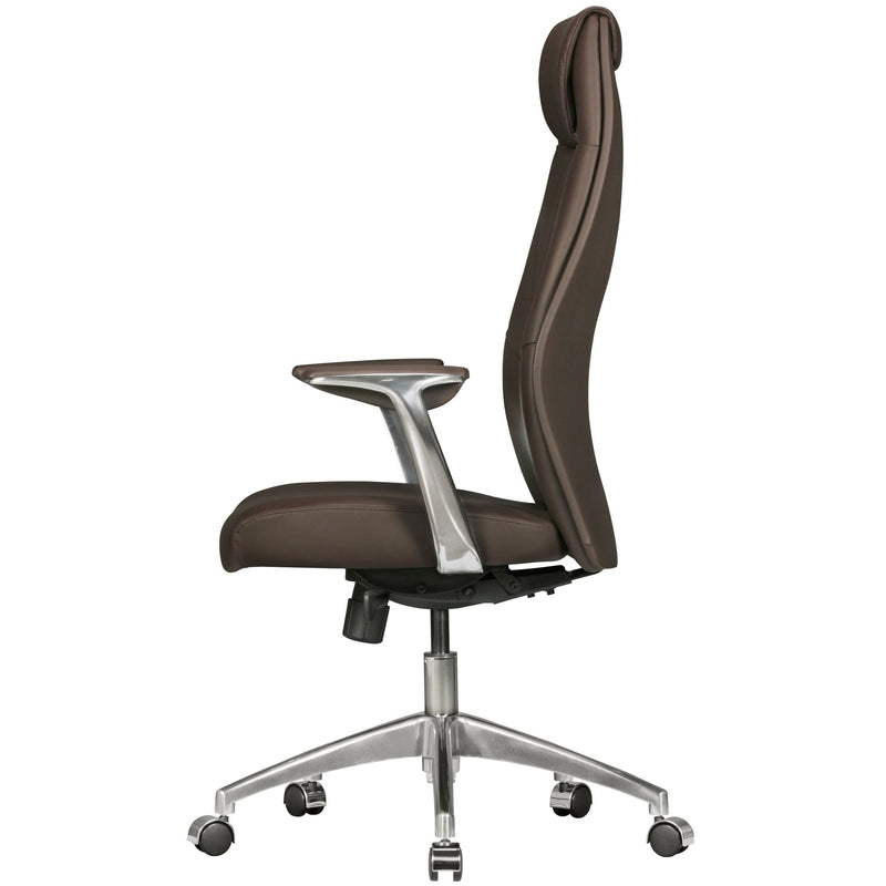 Bürostuhl Echtleder Braun Synchronmechanik Chefsessel 120kg Kopfstütze
