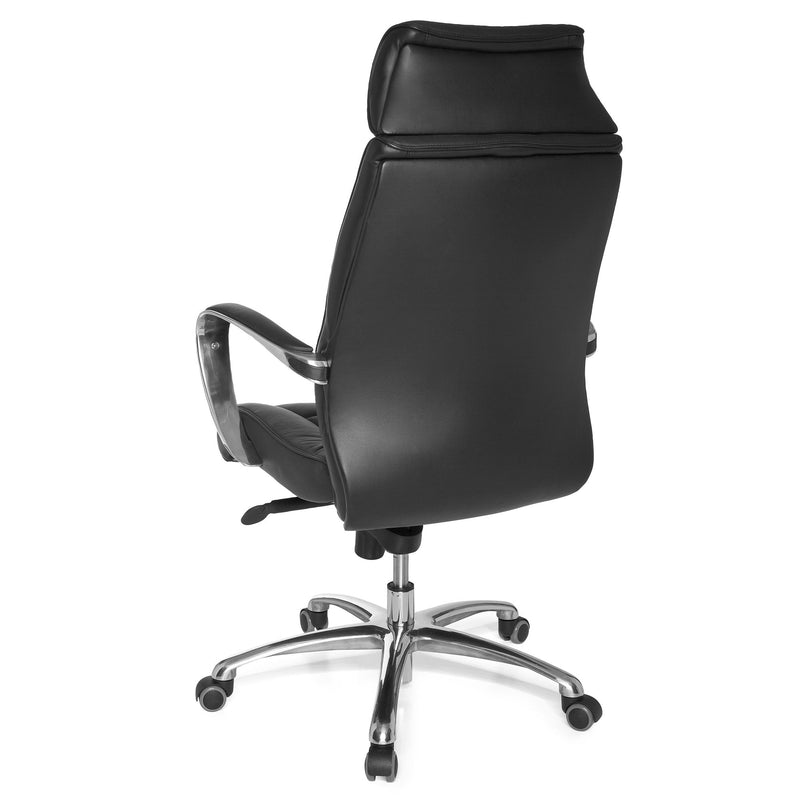 Bürostuhl Echtleder schwarz bis 120kg Wippfunktion Armlehnen Drehstuhl