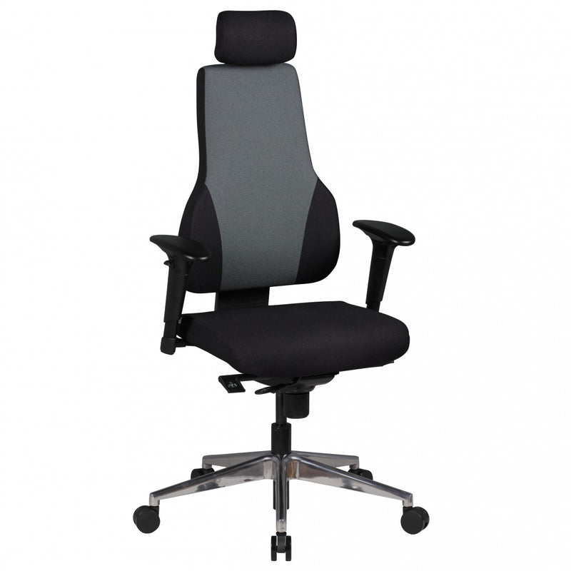Bürostuhl QENTIN Chefsessel Drehstuhl Synchronmechanik Stoff schwarz/grau