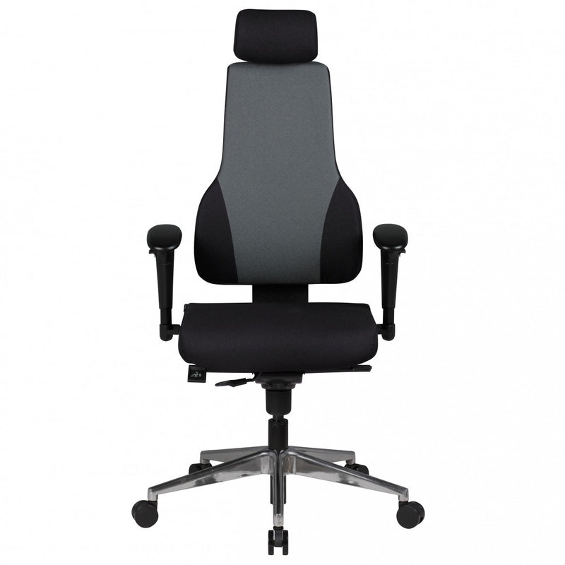 Bürostuhl QENTIN Chefsessel Drehstuhl Synchronmechanik Stoff schwarz/grau