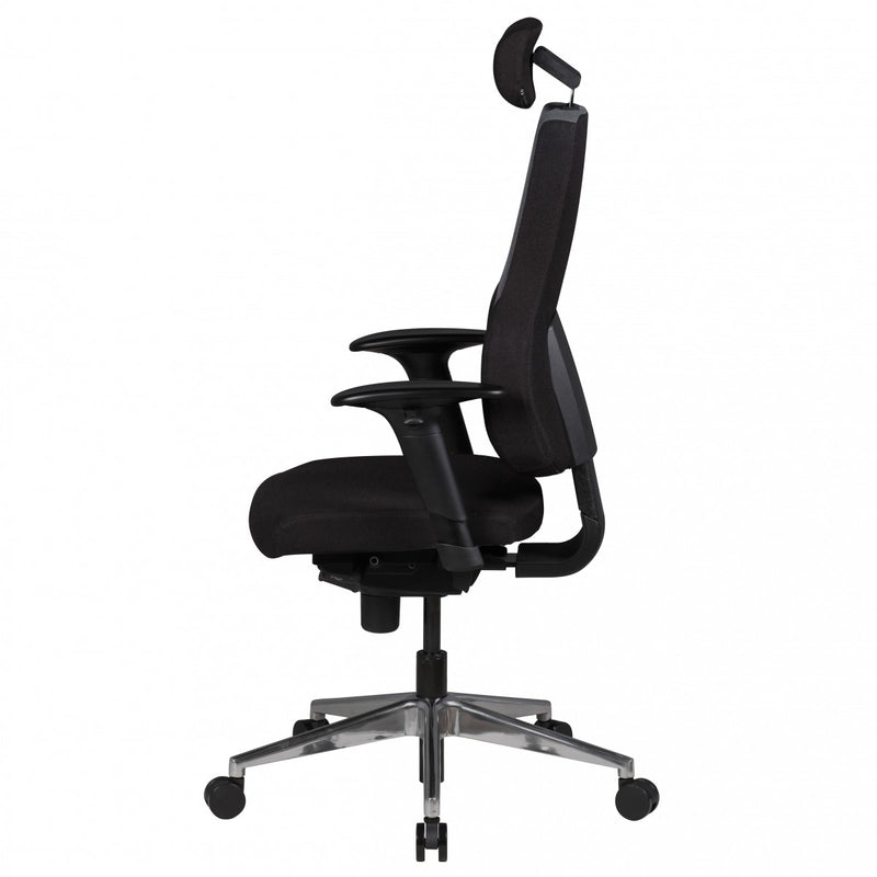 Bürostuhl QENTIN Chefsessel Drehstuhl Synchronmechanik Stoff schwarz/grau