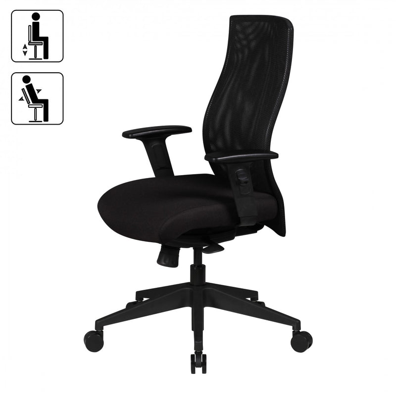 Bürostuhl Chefsessel Stoff Schwarz Drehstuhl Armlehne 120 kg