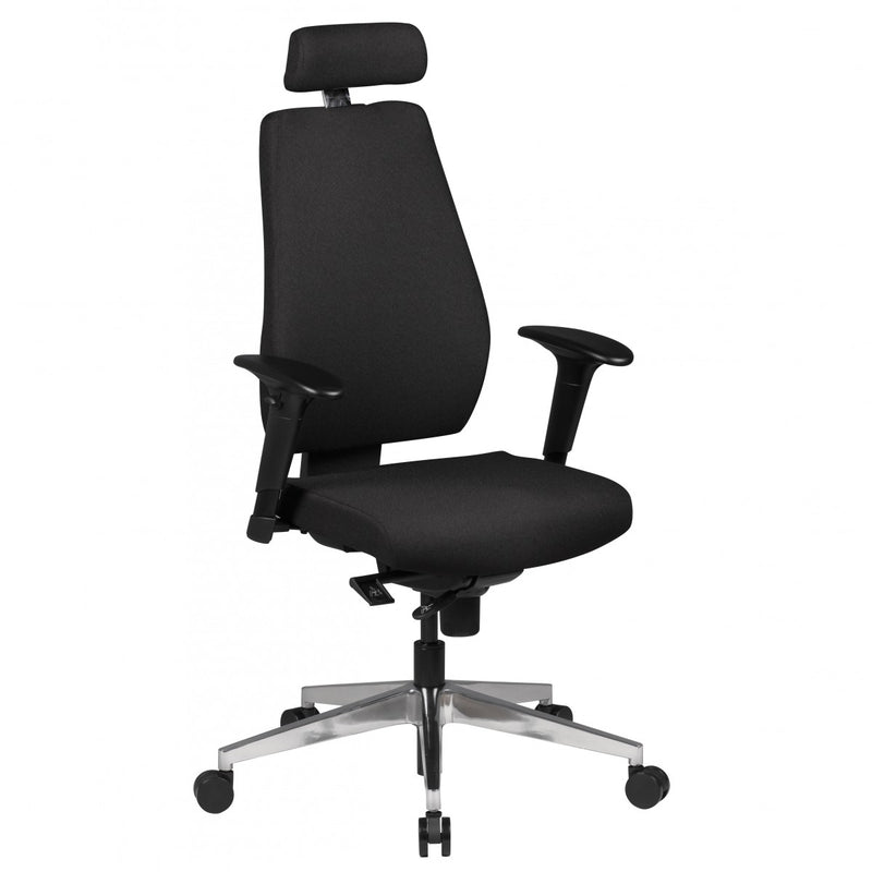 Bürostuhl SPM1.279 Chefsessel Stoff Schwarz Synchronmechanik Kopfstütze