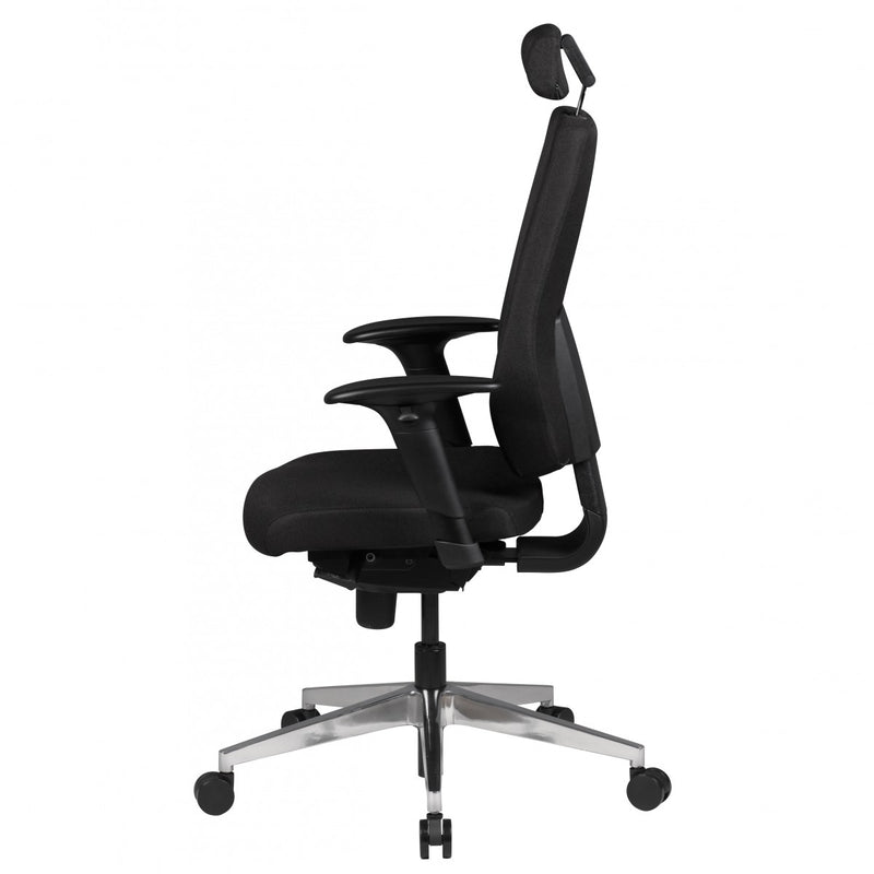 Bürostuhl SPM1.279 Chefsessel Stoff Schwarz Synchronmechanik Kopfstütze