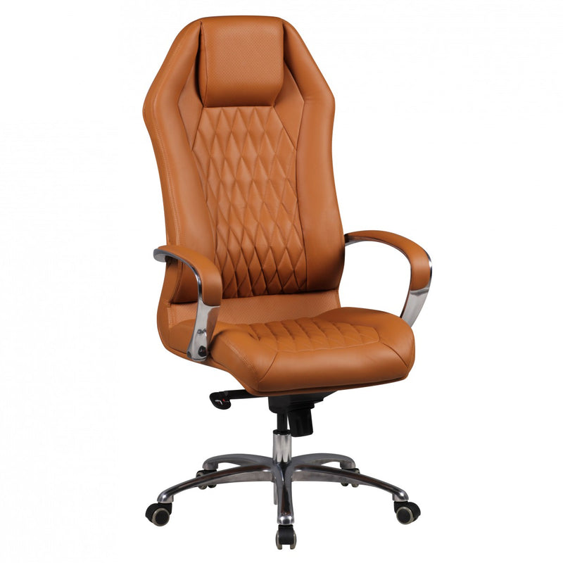 Bürostuhl MONTEREY Echtleder Caramel Chefsessel 120KG hohe Rückenlehne
