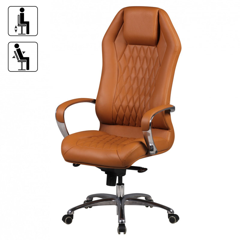 Bürostuhl MONTEREY Echtleder Caramel Chefsessel 120KG hohe Rückenlehne