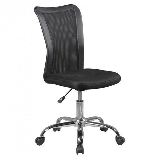 Schreibtischstuhl Salerno in Schwarz mit ergonomischer Rückenlehne und Nylonbezug, Gesamtansicht.