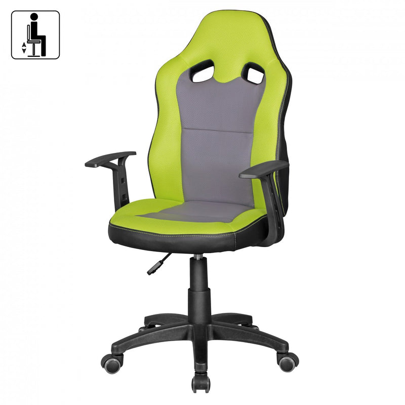 Kinder-Schreibtischstuhl Speedy Racing höhenverstellbar Grün Grau ergonomisch