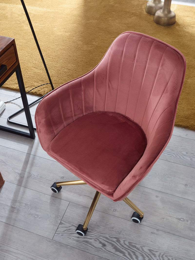 Schreibtischstuhl Samt Rosa Drehstuhl Höhenverstellbar Rollen 120kg