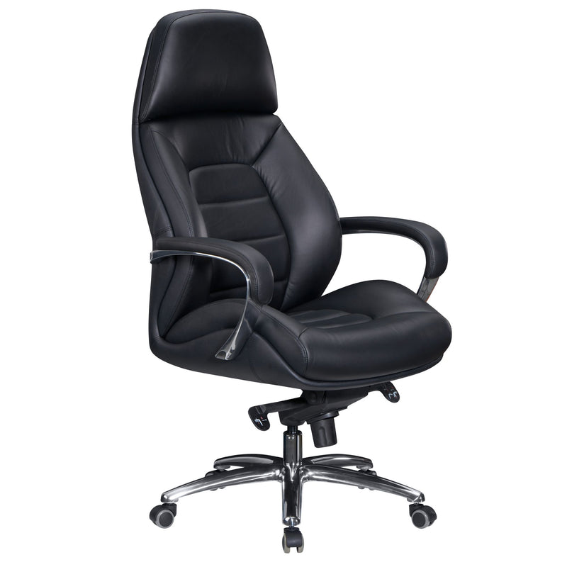 Bürostuhl Echtleder Schwarz Chefsessel höhenverstellbar ergonomisch 120kg