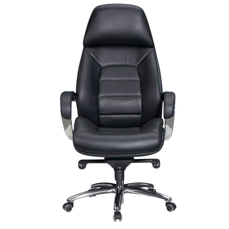 Bürostuhl Echtleder Schwarz Chefsessel höhenverstellbar ergonomisch 120kg