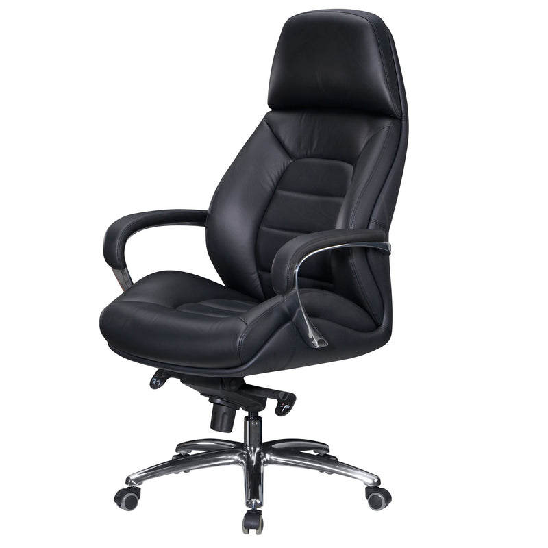 Bürostuhl Echtleder Schwarz Chefsessel höhenverstellbar ergonomisch 120kg