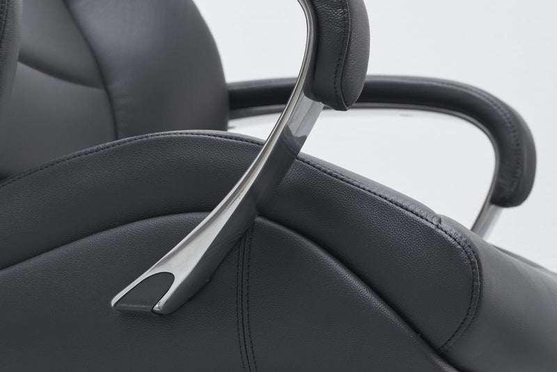Bürostuhl Echtleder Schwarz Chefsessel höhenverstellbar ergonomisch 120kg