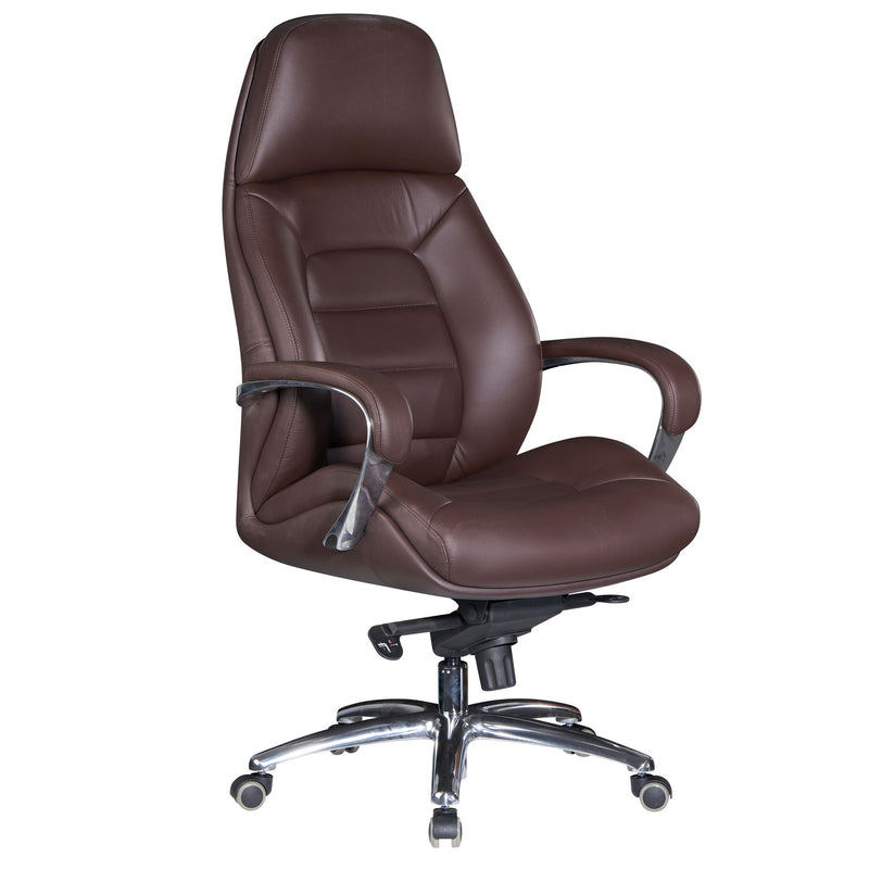 Bürostuhl Echtleder Braun Chefsessel höhenverstellbar ergonomisch 120kg