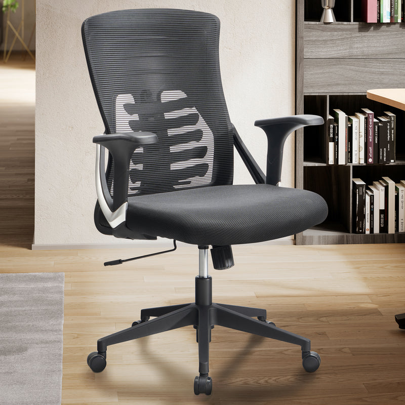 Bürostuhl Schwarz Mesh höhenverstellbar Lendenwirbelstütze ergonomisch