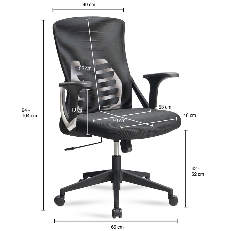 Bürostuhl Schwarz Mesh höhenverstellbar Lendenwirbelstütze ergonomisch